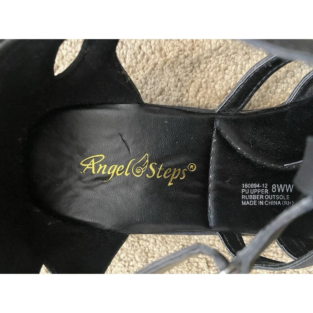 Angel Step Black Fisherman Breeze Sandals Adjustable Strap Women Size 8W